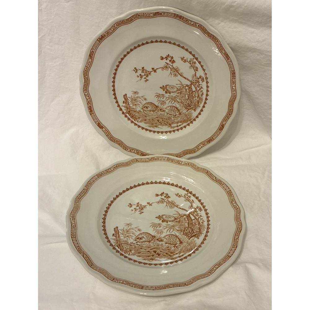 MASON'S Brown Quail Ironstone Dinner Plate Lot Of Two 10.5" Made In England VTG
